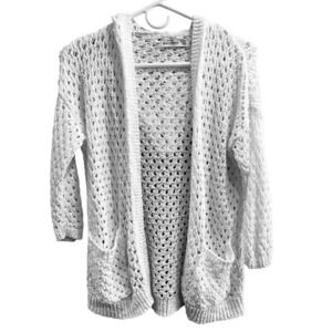 ABERCROMBIE KIDS GIRLS WHITE CARDIGAN HOODIE SWEATER BEACH COVER WHITE SIZE L 14